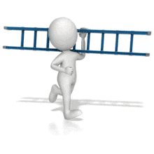 This animation shows a figure running with a ladder.