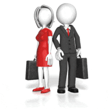 An animation of the power struggle between a business  man and woman.