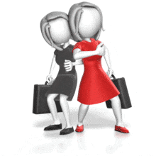 An animation of two businesswomen fighting for top position.
