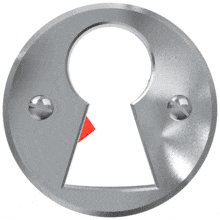 A file being exchanged between to people can be seen through a keyhole