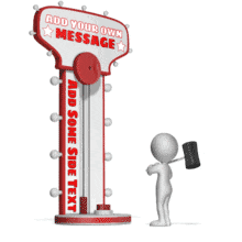 This custom design animation shows a figure trying a strength test and failing.