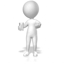 This animation shows a figure taking medication and then sipping some water.