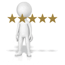 A stick figure touching each star to give a 2 out of 5 rating.