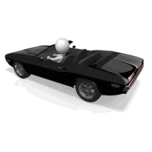 This animation shows a figure driving a car