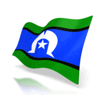 An animated Torres straits islander flag waving.