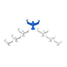 This animation shows birds flying in formation with a front leader standout.