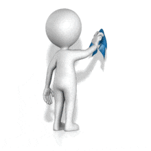 This animation shows a figure cleaning with a cloth from the backside.