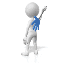 This animation shows a figure patting itself on the back.