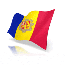 This animation shows the Andorra flag at a perspective angle waving.