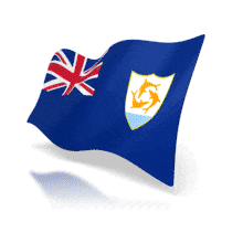 This animation shows the Anguilla flag at a perspective angle waving.
