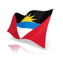 This animation shows the Antigua and Barbuda flag at a perspective angle waving.