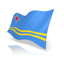 This animation shows the Aruba flag at a perspective angle waving.