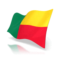 This animation shows the Benin flag at a perspective angle waving.