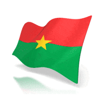 This animation shows the Burkina Faso flag at a perspective angle waving.