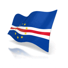 This animation shows the Cape Verde flag at a perspective angle waving.