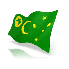 This animation shows the Cocos Keeling Islands flag at a perspective angle waving.