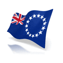 This animation shows the Cook Islands flag at a perspective angle waving.