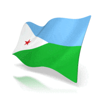 This animation shows the Djibouti flag at a perspective angle waving.