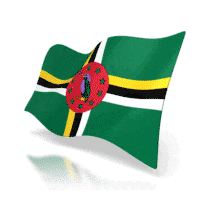 This animation shows the Dominica flag at a perspective angle waving.