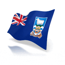 This animation shows the Falkland Islands flag at a perspective angle waving.