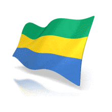 This animation shows the Gabon flag at a perspective angle waving.