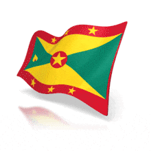 This animation shows the Grenada flag at a perspective angle waving.