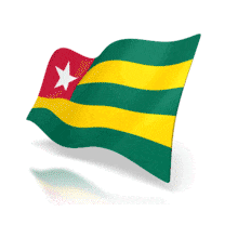 This animation shows the Togo flag at a perspective angle waving.