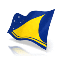 This animation shows the Tokelau flag at a perspective angle waving.
