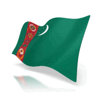 This animation shows the Turkmenistan flag at a perspective angle waving.