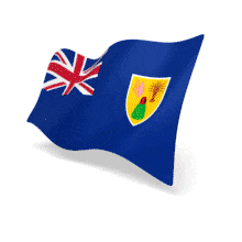 This animation shows the Turks and Caicos flag at a perspective angle waving.