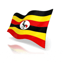 This animation shows the Uganda flag at a perspective angle waving.