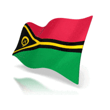 This animation shows the Vanuatu flag at a perspective angle waving.