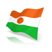 This animation shows the Niger flag at a perspective angle waving.
