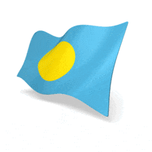 This animation shows the Palau flag at a perspective angle waving.