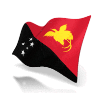 This animation shows the Papua New Guinea flag at a perspective angle waving.