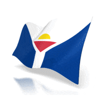 This animation shows the Saint Martin flag at a perspective angle waving.