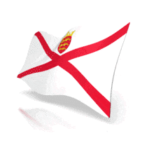 This animation shows the Jersey flag at a perspective angle waving.