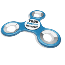 This custom design animation shows a fidget spinner spinning.  You can customize the center of the spinner by adding your own text and images using our online customizer.