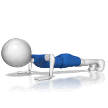 This animation shows a man stick figure doing a push up exercise.