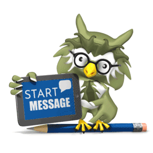 Owl On Pencil Holding Sign | 3D Animated Clipart for PowerPoint -  