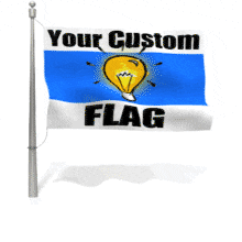 This custom design animation shows a flag flying on a flagpole.  &lt;br&gt;&lt;br&gt; You can customize the flag by adding you own text and images using our online customizer.