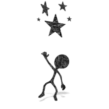 This animation shows a sketched figure jumping up trying to grab the stars. &lt;br&gt;&lt;br&gt; &lt;font color=&quot;#FF6363&quot;&gt;*NOTE - The final output will look more sketched than the preview on this page. &lt;/font&gt;