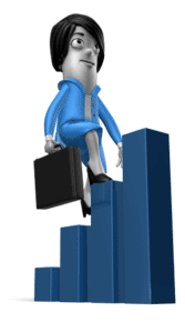 Animated gif sample: Biz Woman Walking Up Bar Graph