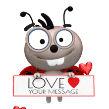 This custom design clip art image shows a cute bug holding a sign.  Customize the sign this cute ladybug is holding by adding your own text and images using our online customizer.