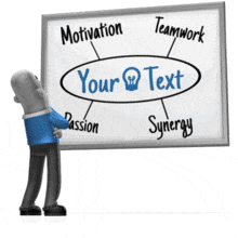 This custom design animation shows business character walking back and fourth looking at text writing on a whiteboard. &lt;br&gt;&lt;br&gt; The board can be customized by adding your own text and images using our online customizer.