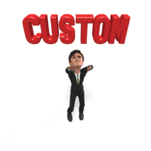 A businessman tries continuously to reach for the word you customize.