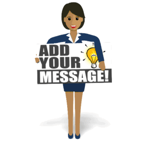 This PowerPoint Animations shows a preview of Woman Flat Holding Sign
