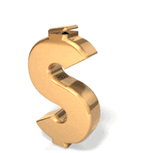 An animation of a man popping out of the top of a dollar sign looking around with binoculars.