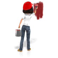 An animation of Talia painting a wall by hand.