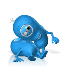 This animation shows a little character giving CPR to another little character.